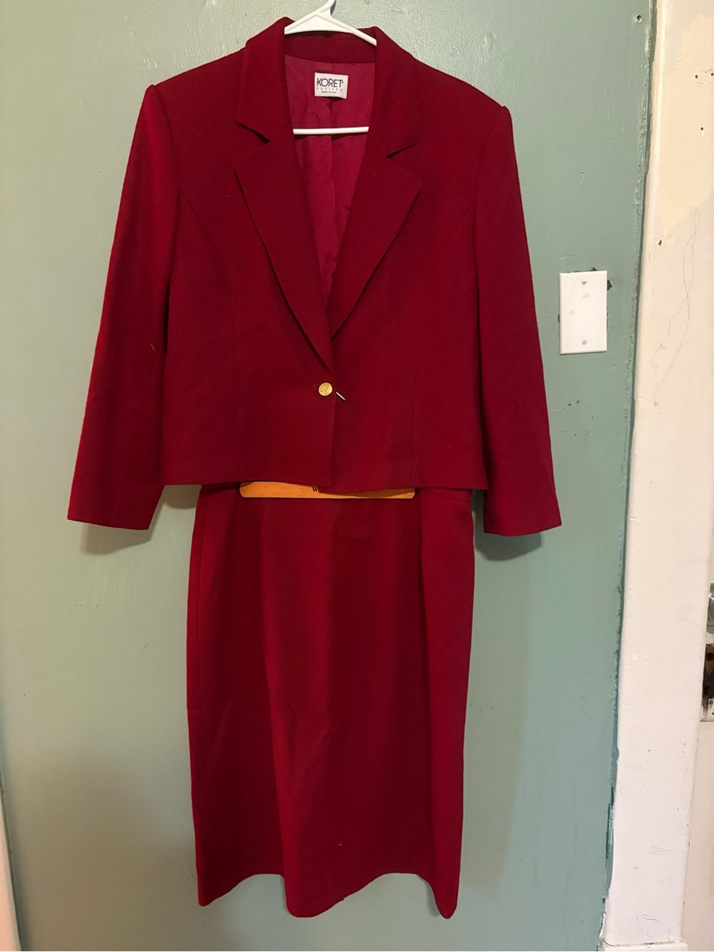 Koret Women's Red Cropped Blazer Jacket with skirt